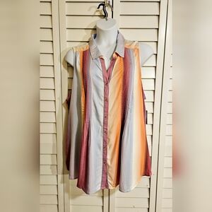 Women's Plus 3X (24W/26W) Sleeveless Pintuck Camp Shirt by Terra & Sky